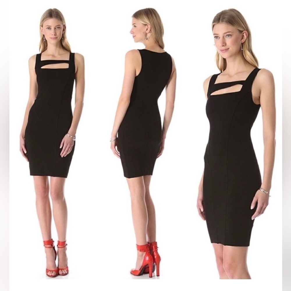 HELMUT Lang Black Gala Bodycon Cut Out Dress Minimal Stretchy